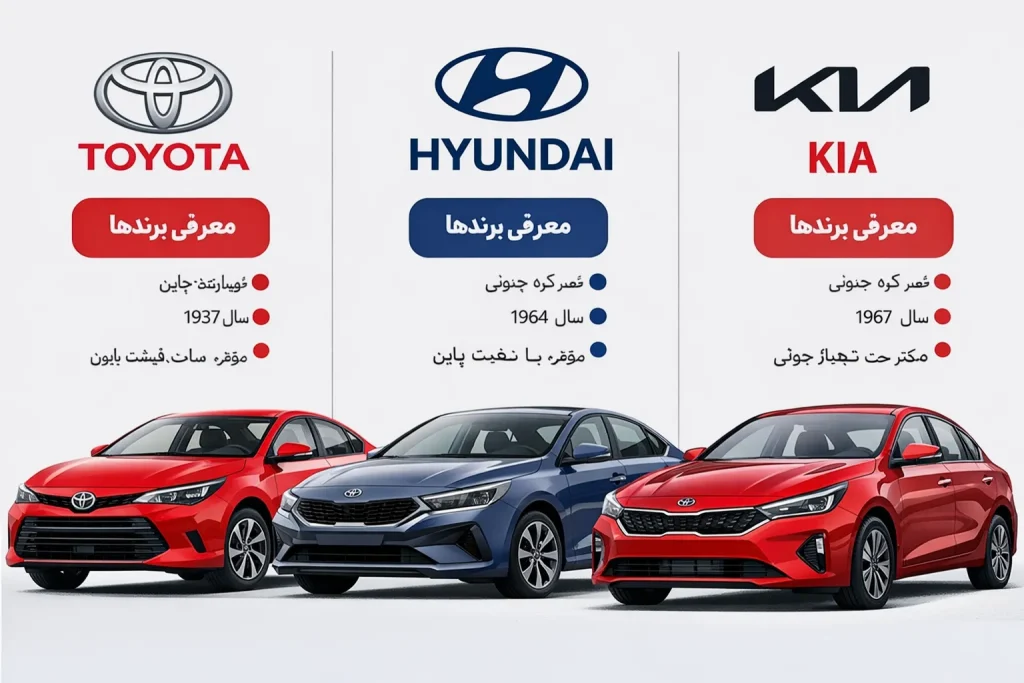 مقایسه برند کیا، تویوتا و هیوندا